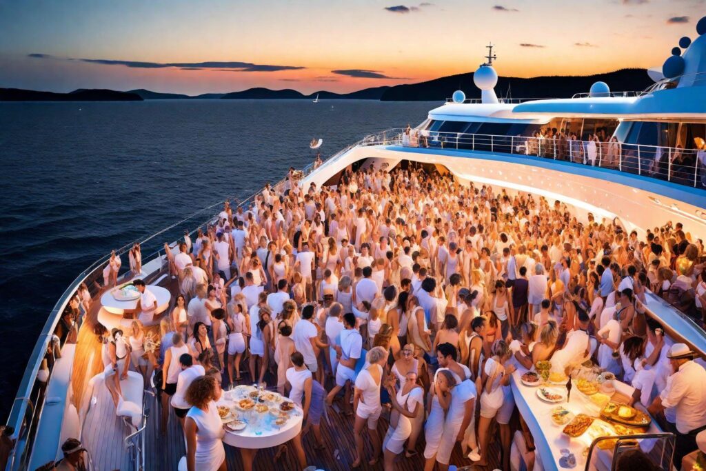 white night party on cruise in usa